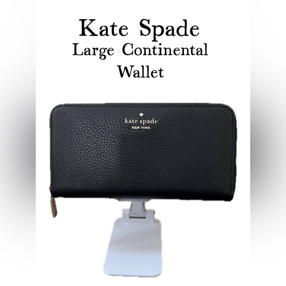 NWT Kate Spade NWT Leila Pebble Leather Large Continental Wallet Black - Picture 1 of 13